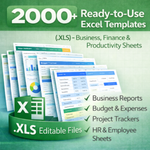 2000+ Ready Excel Templates (.XLS) – Editable Business & Office Spreadsheet Bundle
