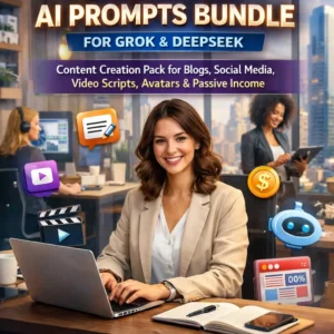 30,000+ AI Prompts Bundle for Grok and DeepSeek for content creation, social media, video scripts, avatars, and passive income