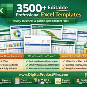 3500+ editable Excel templates for business, finance, HR, project management, freelancer work, and office productivity spreadsheets.